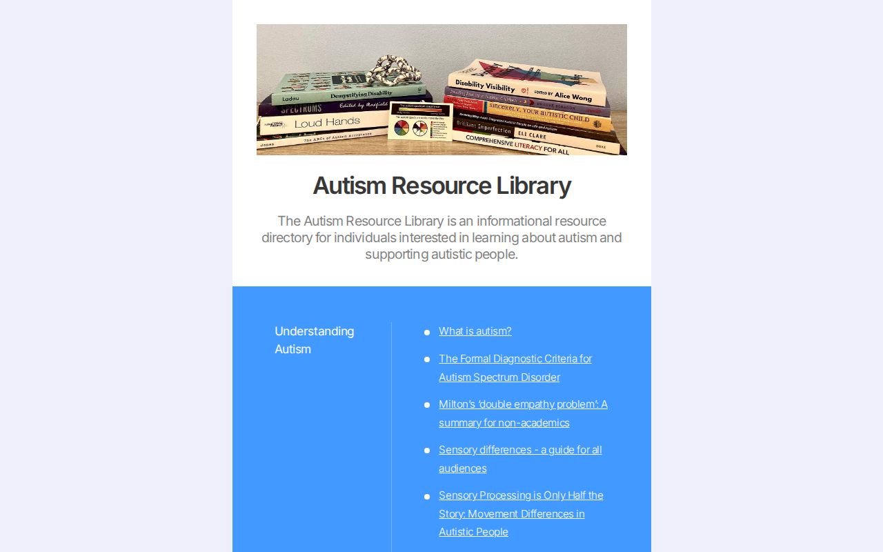 Autism Library Autism Resource Library